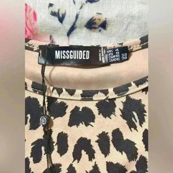 NWOT Misguided Animal Print Long Sleeve Drop Waist Dress Women's Size 2 - Picture 6 of 8